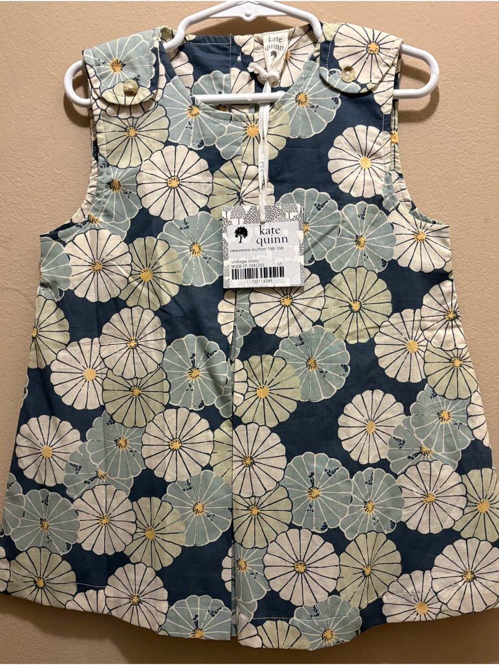 kate quinn size 6 year gauze button tab top shirt NWT